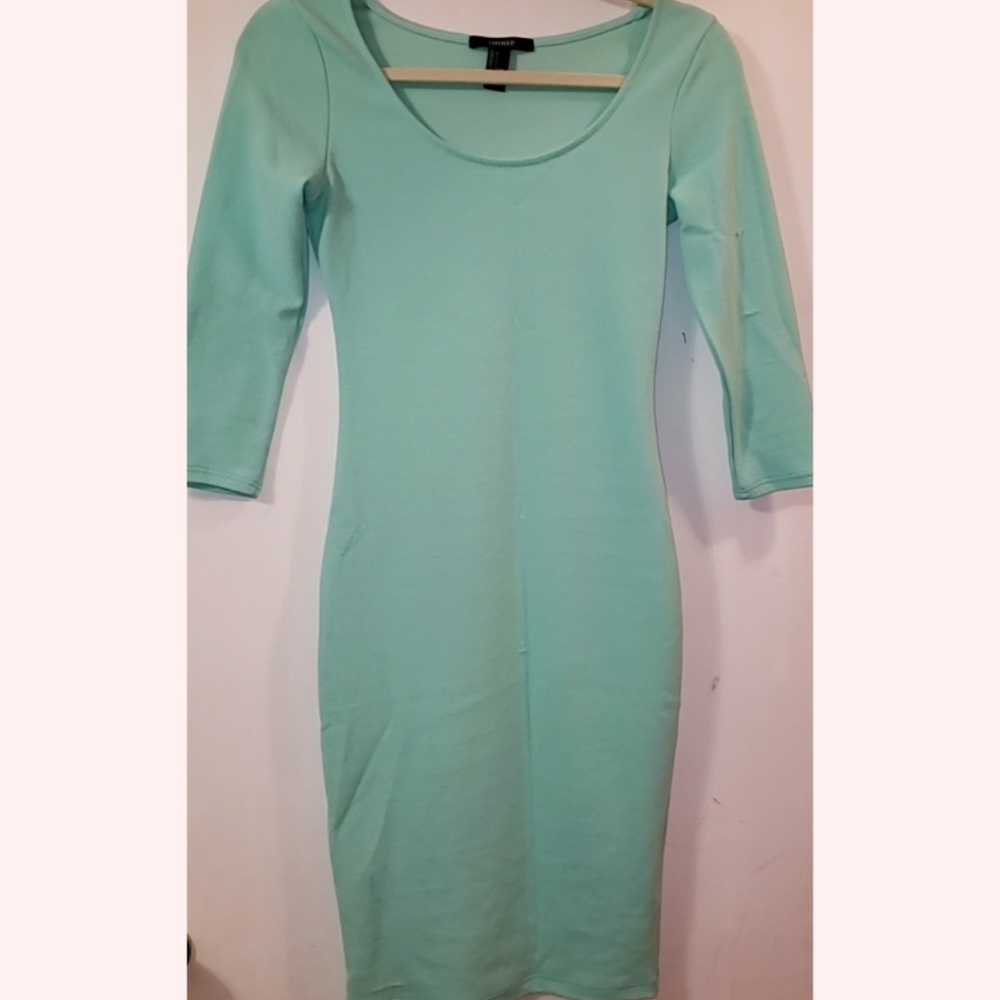 Mint green dress.